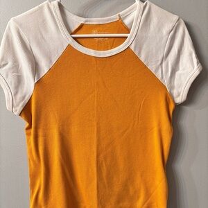 No Boundaries ribbed Orange and White top. Size M(7-9).